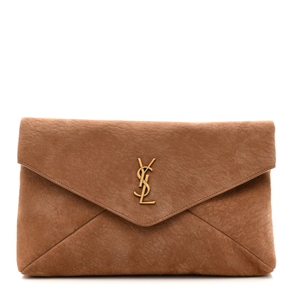 Saint Laurent Suede Large Cassandre Envelope Pouch Golden Leaf 1 of 7