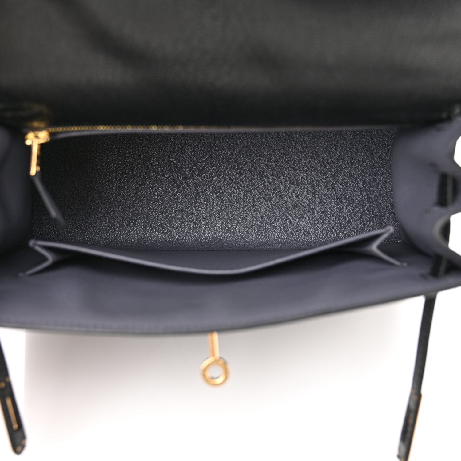 Hermes Chevre Mysore Horseshoe Kelly Sellier 25 Black Gris Agate 5 of 11