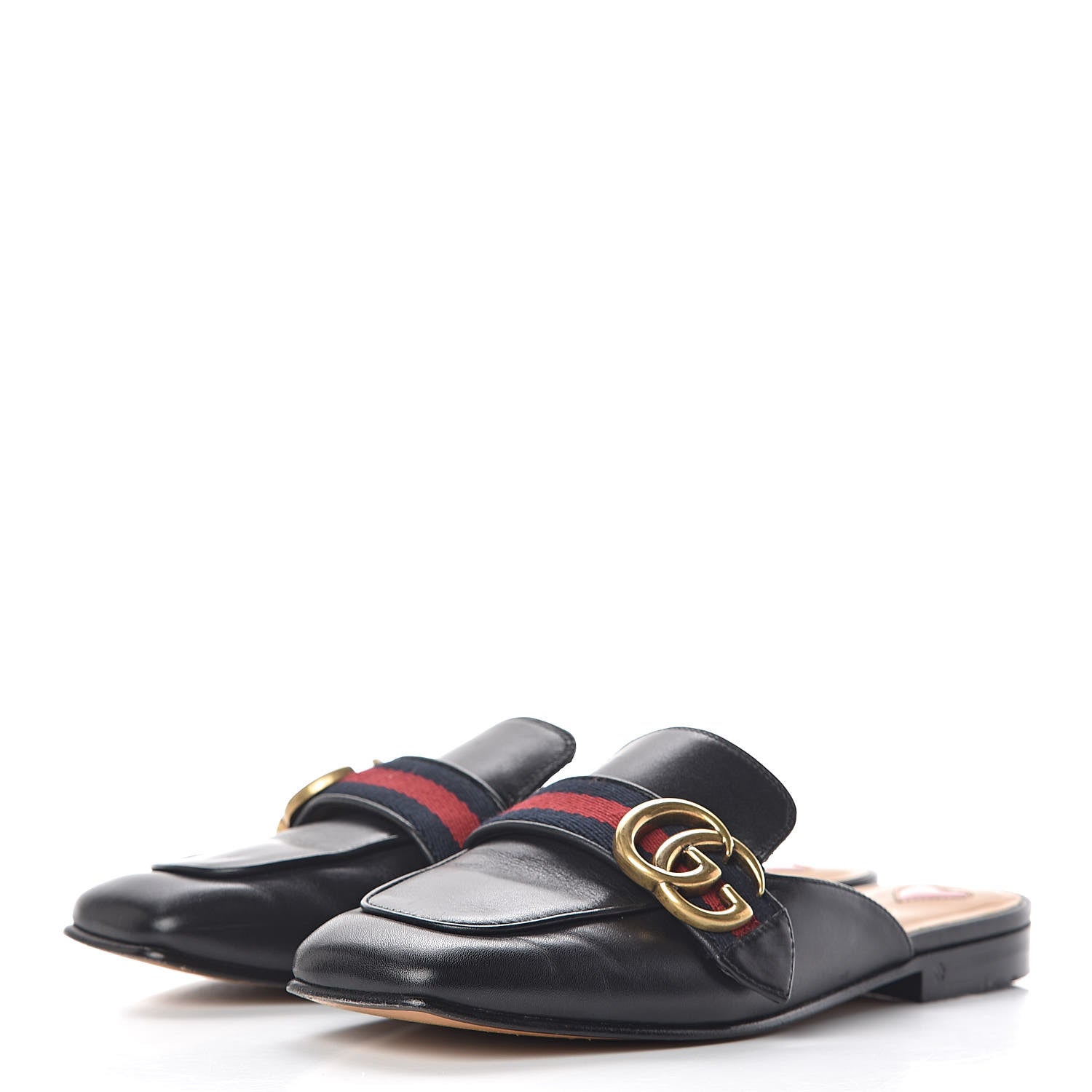 Gucci Calfskin Web Womens Peyton GG Slippers 35 Black 3 of 14