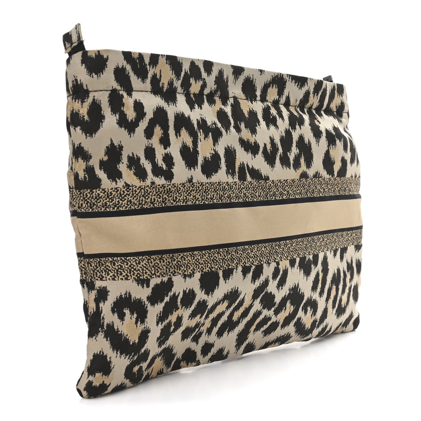 Canvas Embroidered Mizza Diortravel Zipped Pouch Beige Black