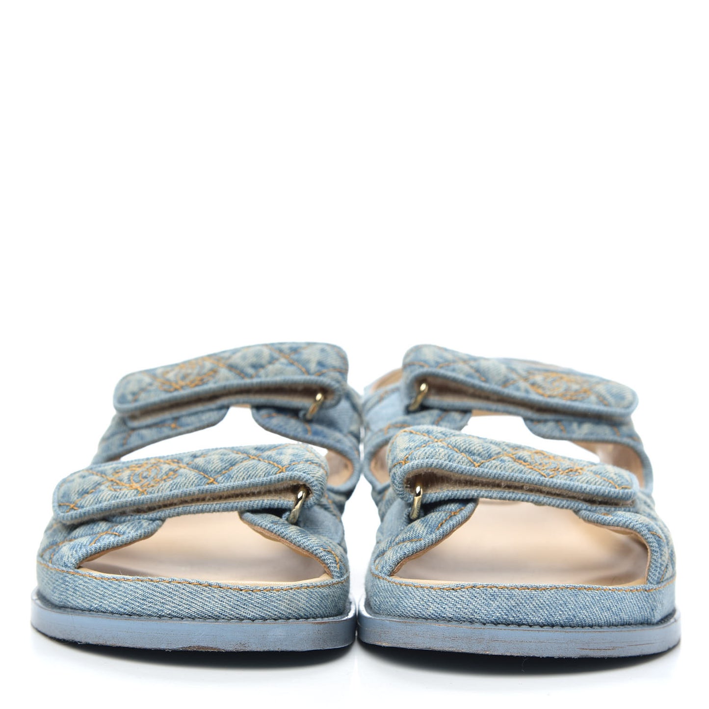 Denim Quilted Dad Sandals 38.5 Blue