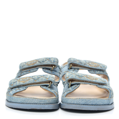 Chanel Denim Quilted Dad Sandals 38.5 Blue 2 of 9