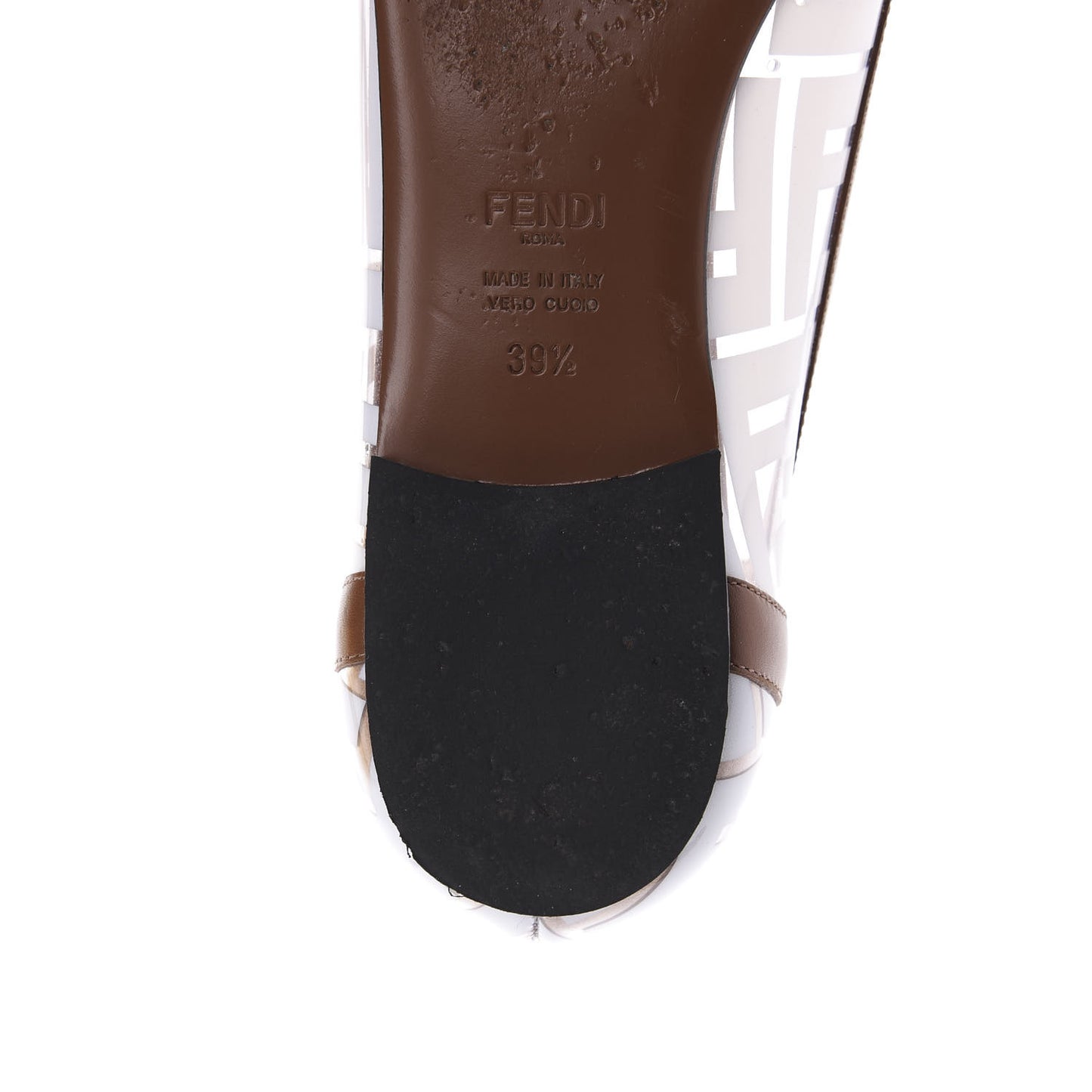 PVC Calfskin FF Colibri Ballerina Flats 39.5 White Cuoio
