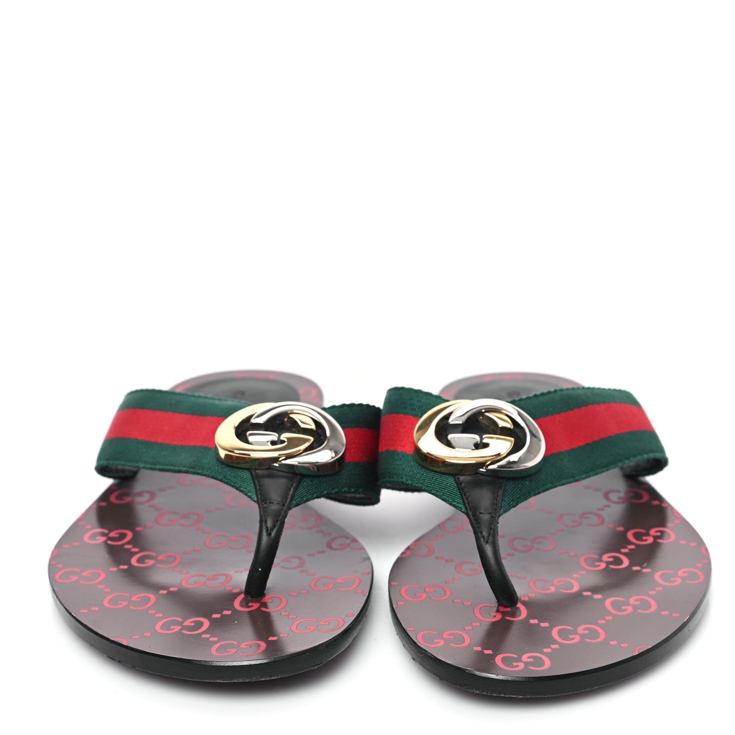 Gucci Canvas Web Womens Kika Thong Sandals 38.5 2 of 10