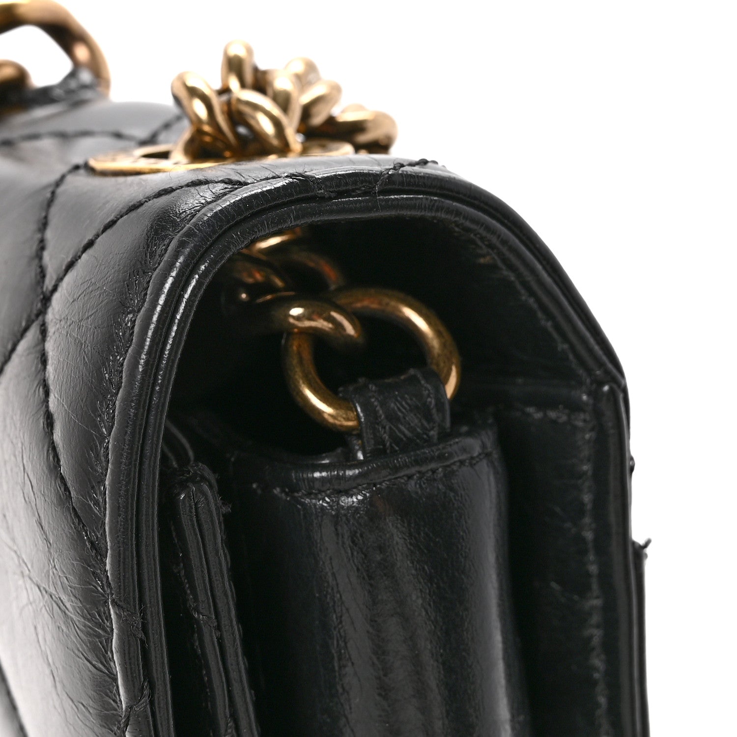 Chanel Glazed Calfskin Quilted Medium Perfect Edge Flap Black 13 of 15