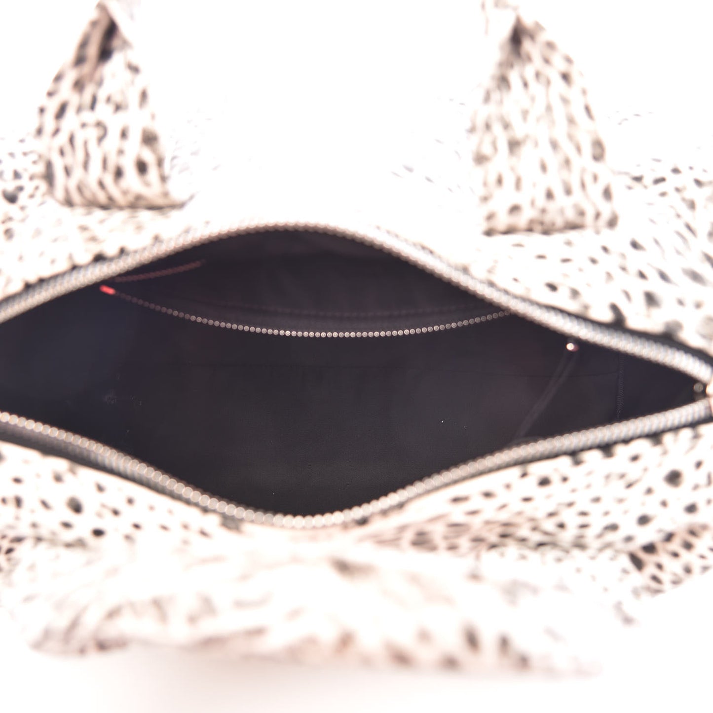 Pebbled Lambskin Rocco Black White Rhodium Hardware