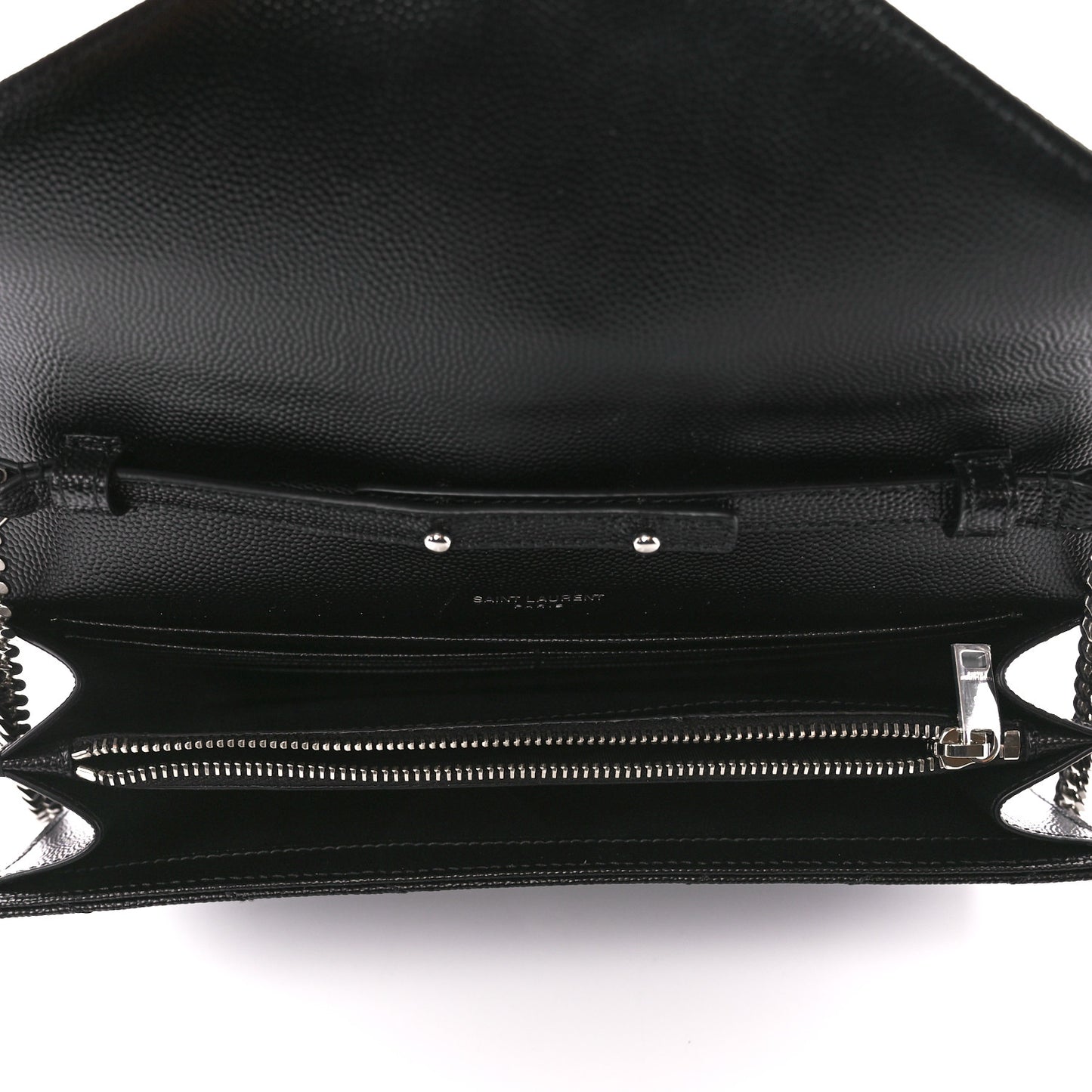 Grain De Poudre Matelasse Chevron Monogram Chain Wallet Black