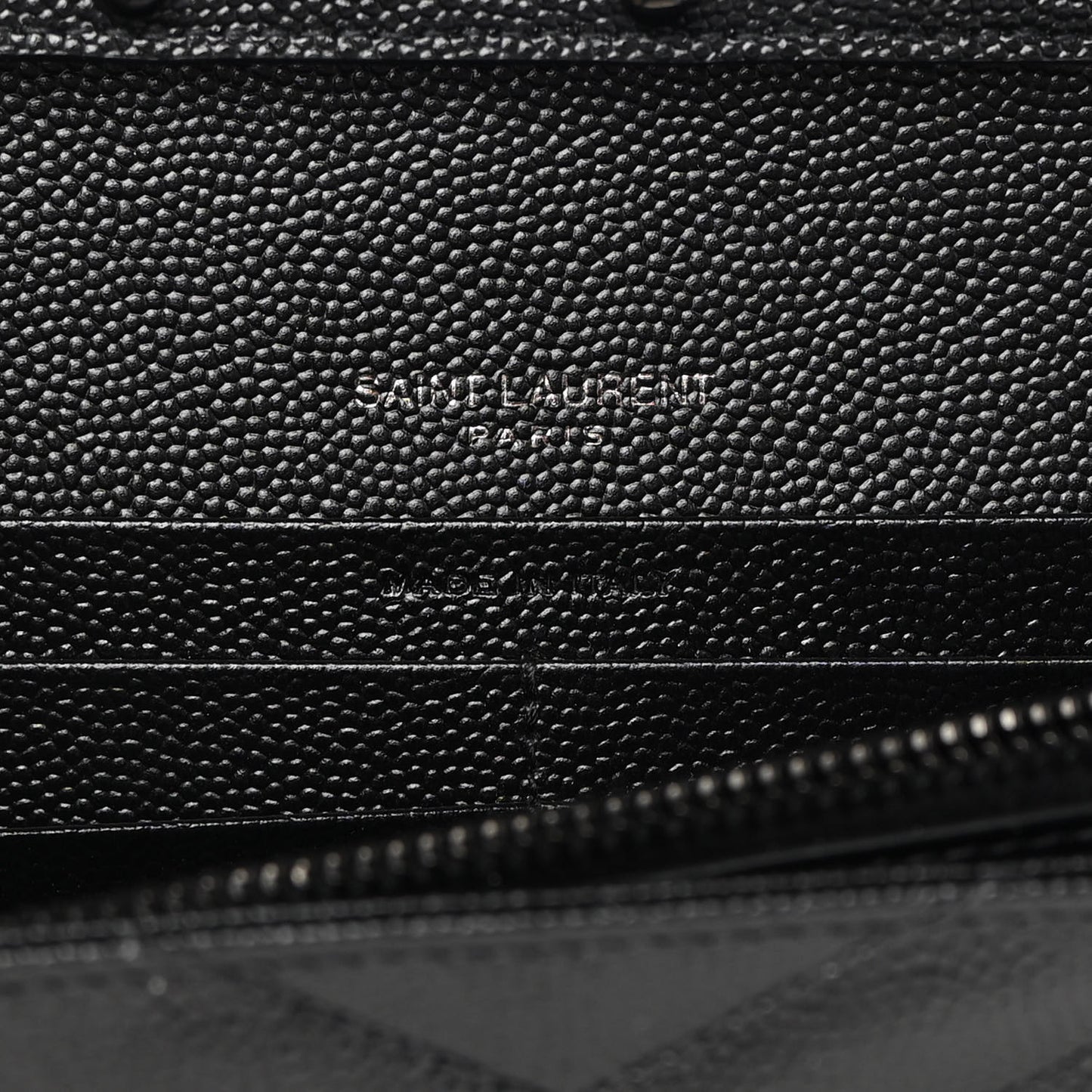 Grain De Poudre Matelasse Chevron Monogram Chain Wallet Black
