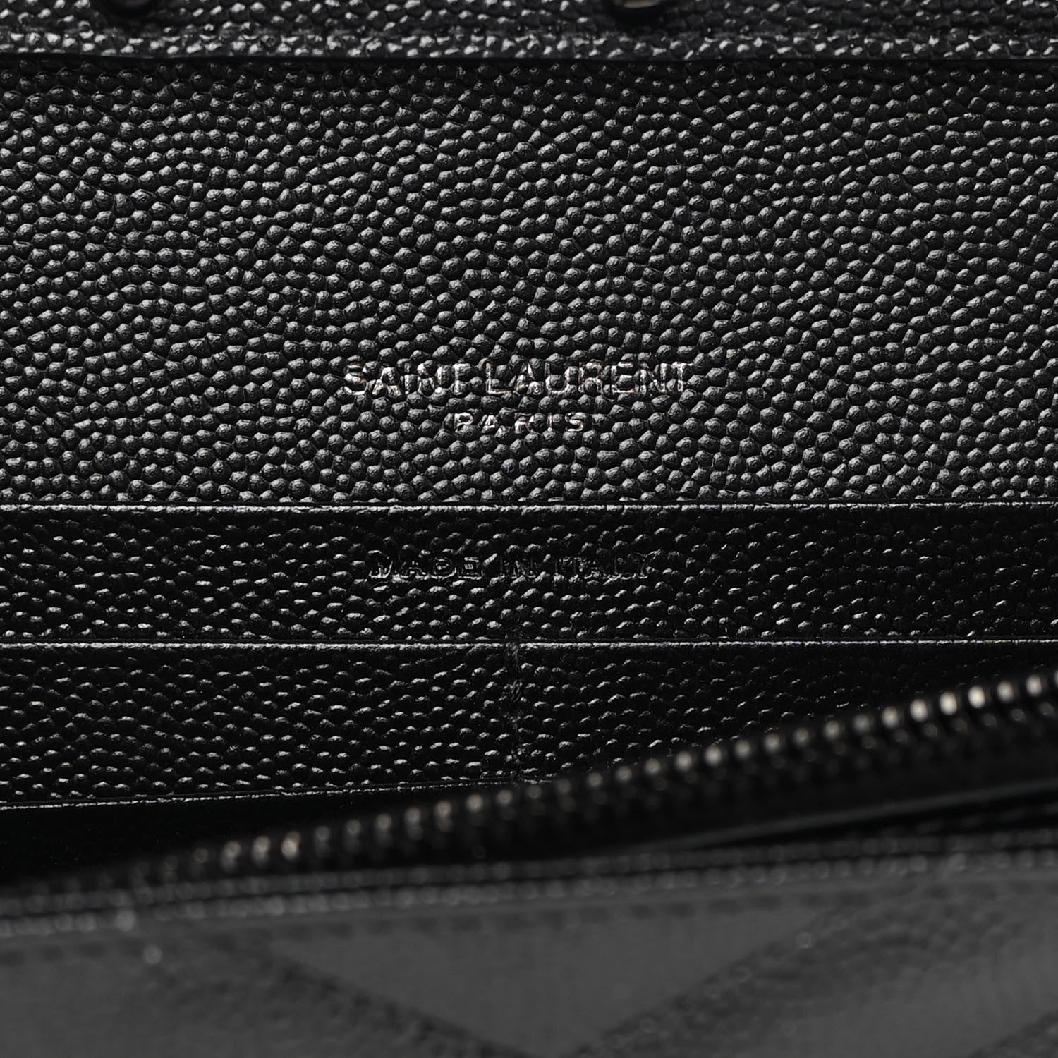 Saint Laurent Grain De Poudre Matelasse Chevron Monogram Chain Wallet Black 5 of 9