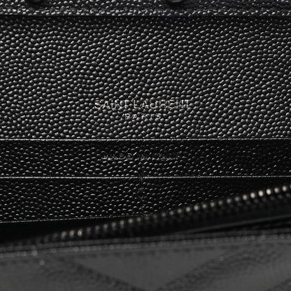 Saint Laurent Grain De Poudre Matelasse Chevron Monogram Chain Wallet Black 5 of 9