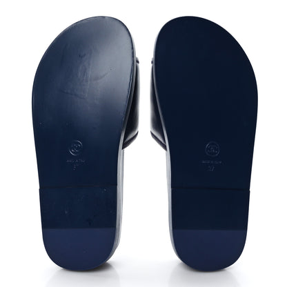 Chanel Lambskin Cha-Nel Mule Sandals 37 Navy Multicolor 5 of 8