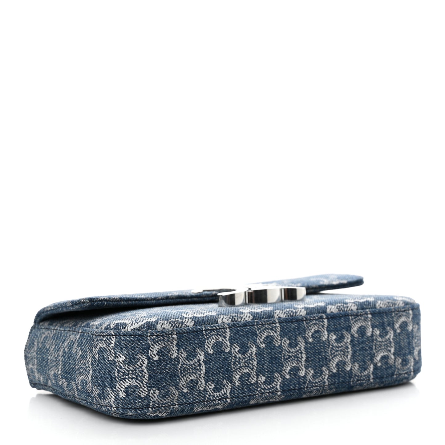 Denim Triomphe Claude Chain Shoulder Bag Blue Silver
