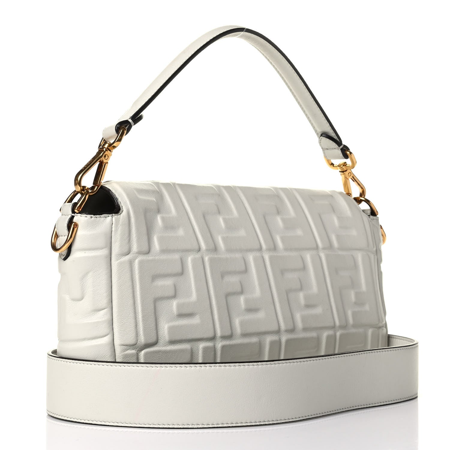 Fendi Nappa FF 1974 Embossed Baguette White 2 of 7