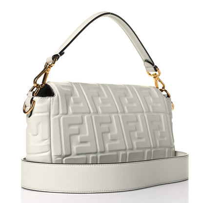 Fendi Nappa FF 1974 Embossed Baguette White 2 of 7