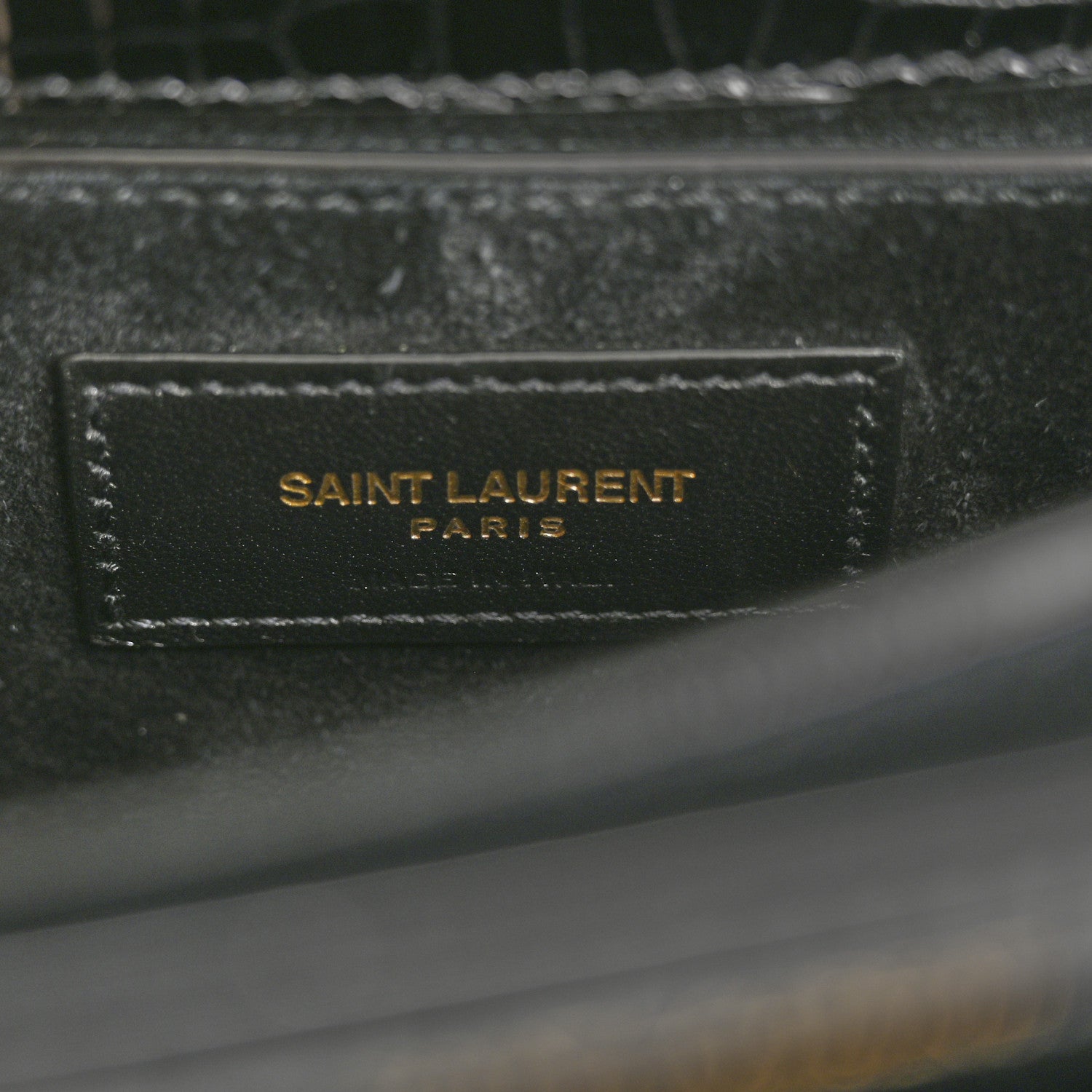 Saint Laurent Calfskin Crocodile Embossed Medium Monogram Sunset Black 6 of 14