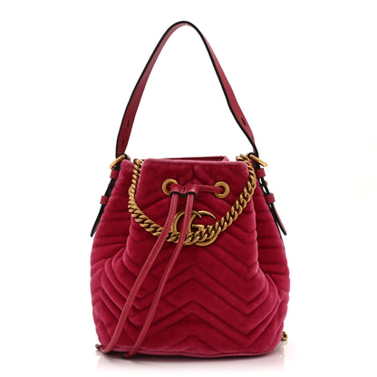 Gucci Velvet Matelasse GG Marmont Bucket Bag Light Raspberry Rose 1 of 11