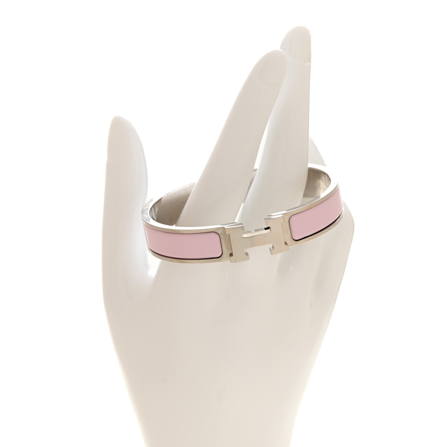 Hermes Enamel Narrow Clic Clac H Bracelet GM Rose Candeur 2 of 4