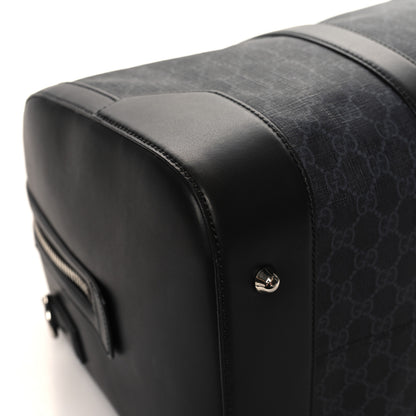 Gucci Soft GG Supreme Monogram Appia Calfskin Web Medium Carry On Duffle Bag Black Grey 7 of 10