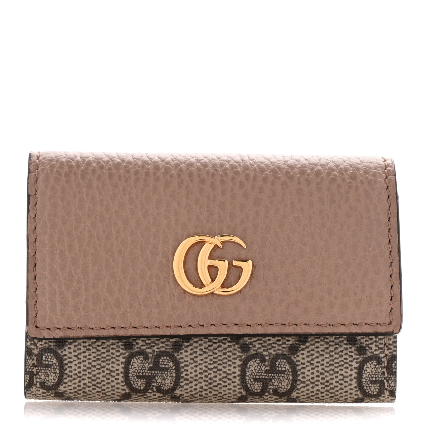 Gucci Dollar Calfskin GG Supreme Monogram GG Marmont 6 Key Holder Case Porcelain Rose Beige Ebony 1 of 9