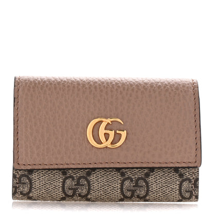 Gucci Dollar Calfskin GG Supreme Monogram GG Marmont 6 Key Holder Case Porcelain Rose Beige Ebony 1 of 9