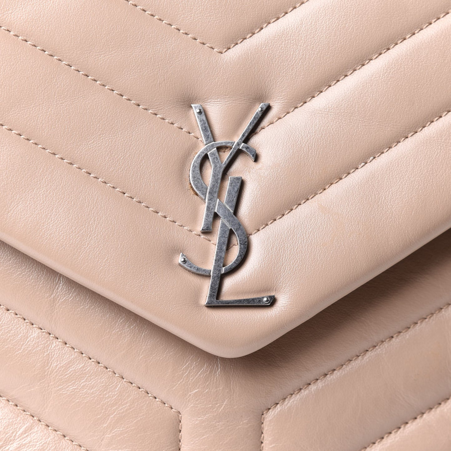 Calfskin Y Quilted Monogram Medium Loulou Chain Satchel Nude Powder
