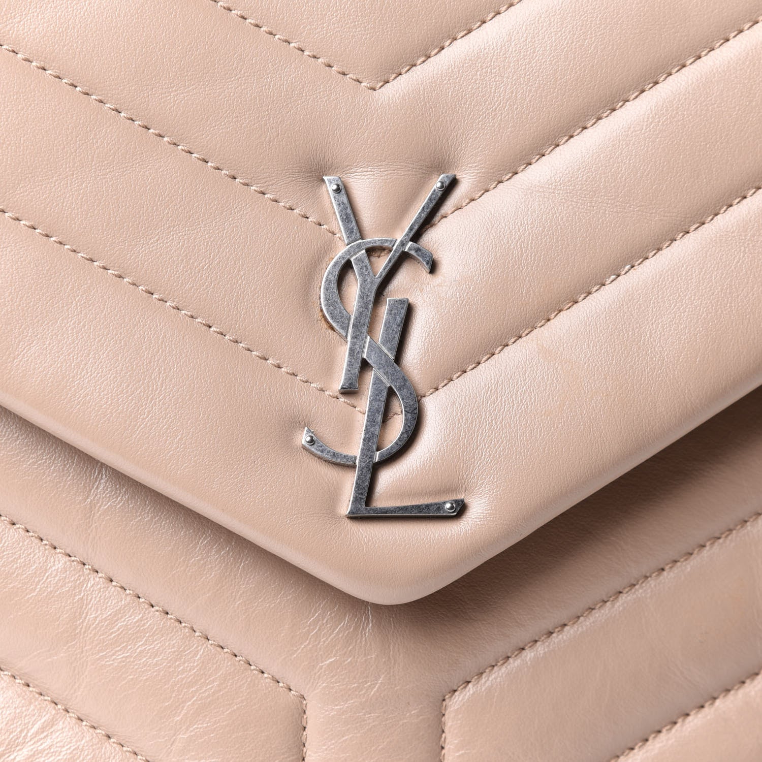 Saint Laurent Calfskin Y Quilted Monogram Medium Loulou Chain Satchel Nude Powder 11 of 11