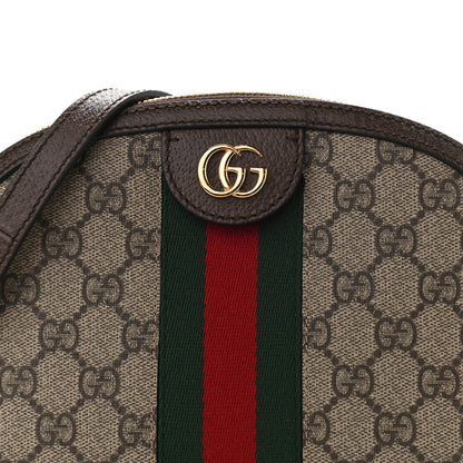 Gucci GG Supreme Monogram Textured Dollar Calfskin Web Small Ophidia Dome Shoulder Bag Beige Ebony New Acero 8 of 10