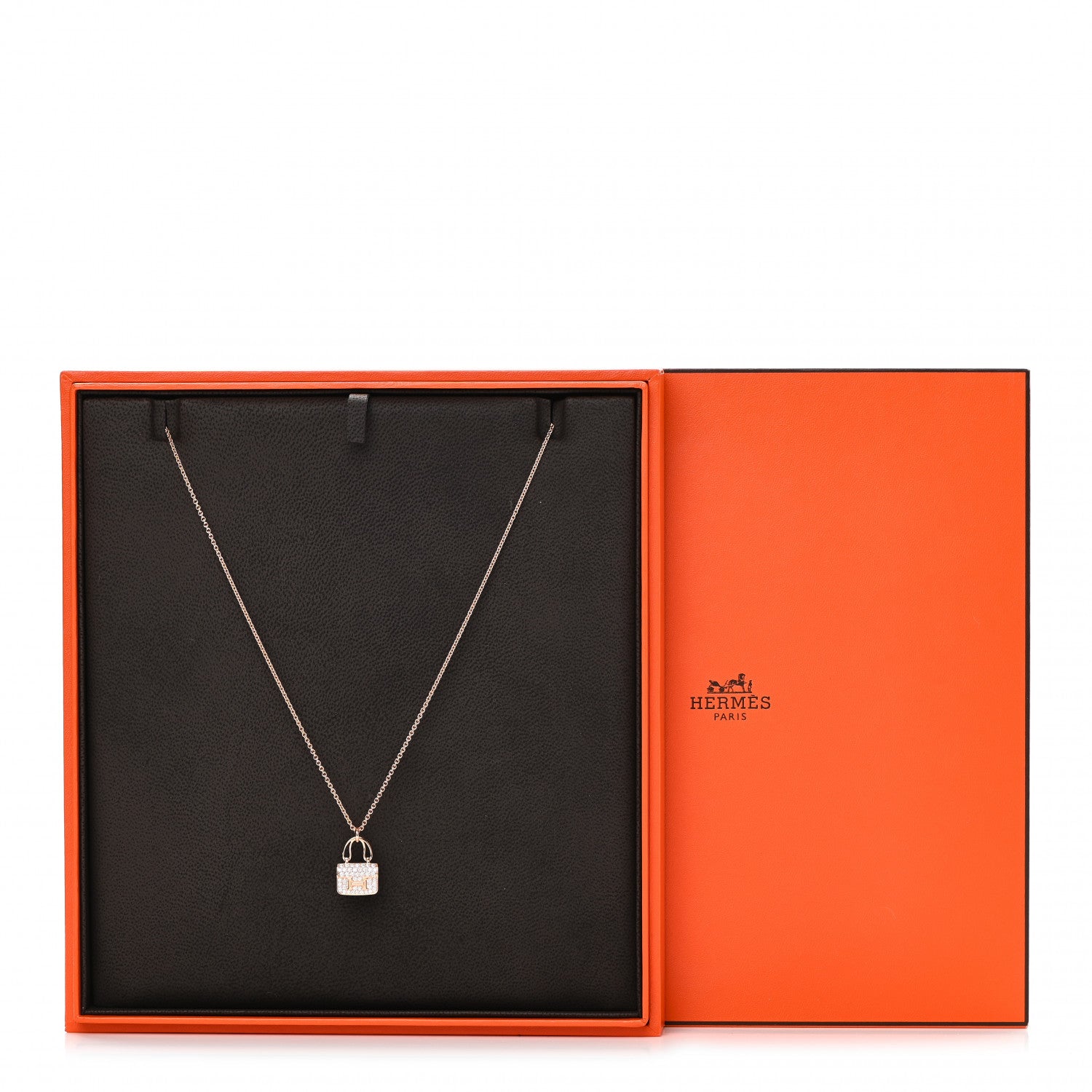 Hermes 18K Rose Gold Diamond Constance Amulettes Pendant Necklace 6 of 6