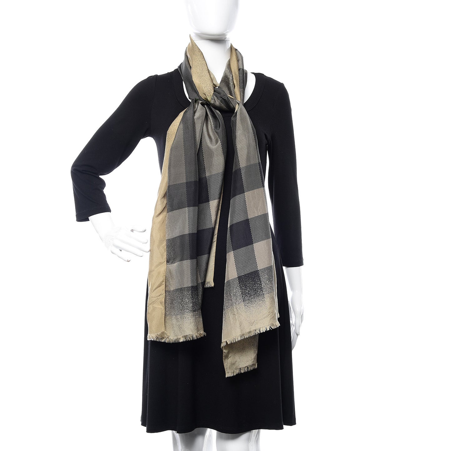 Silk Print Check Scarf