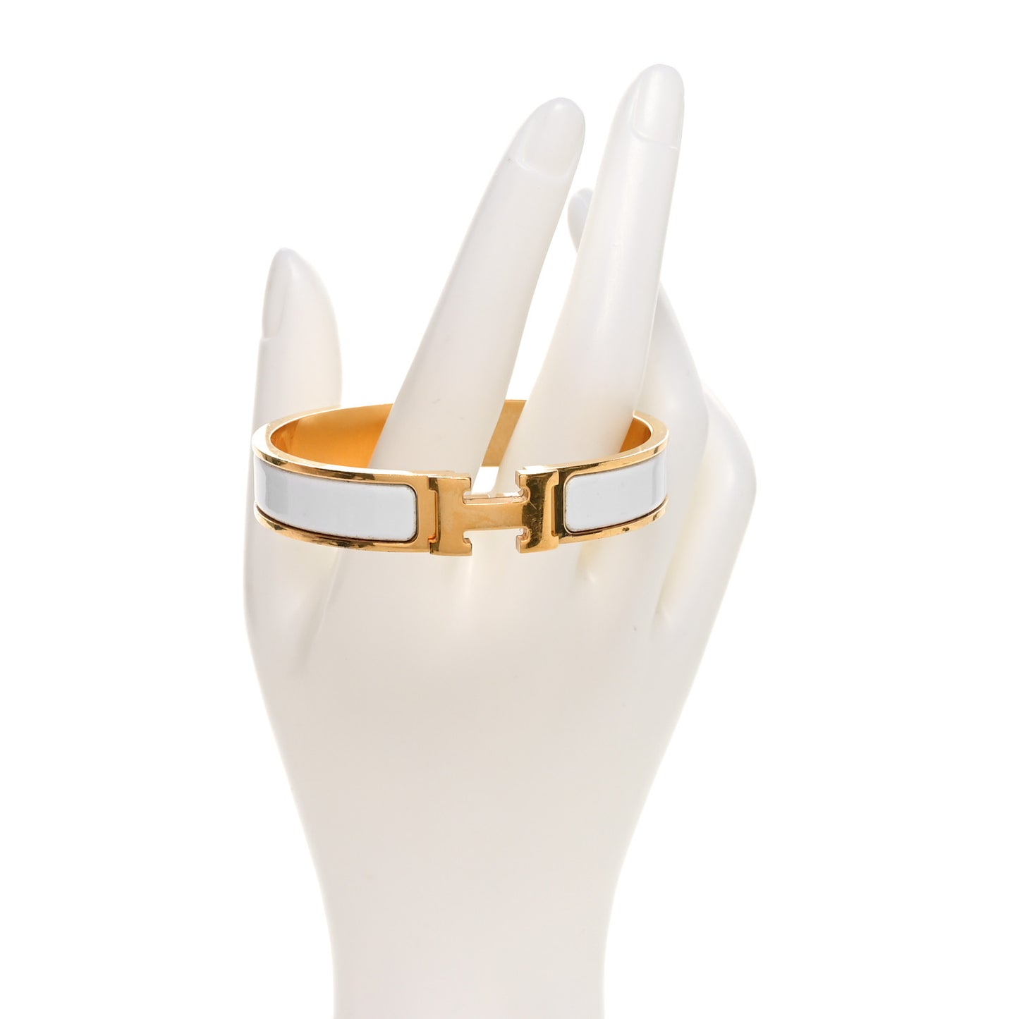Enamel Narrow Clic Clac H Bracelet PM White