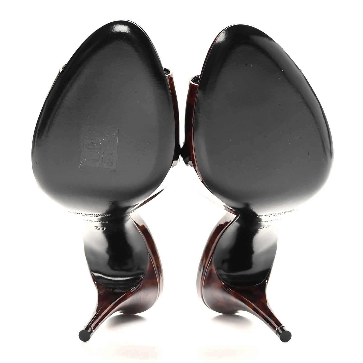 Saint Laurent Patent Tartaruga Sexy 95mm Mules 37 Tortoise Brown 5 of 9