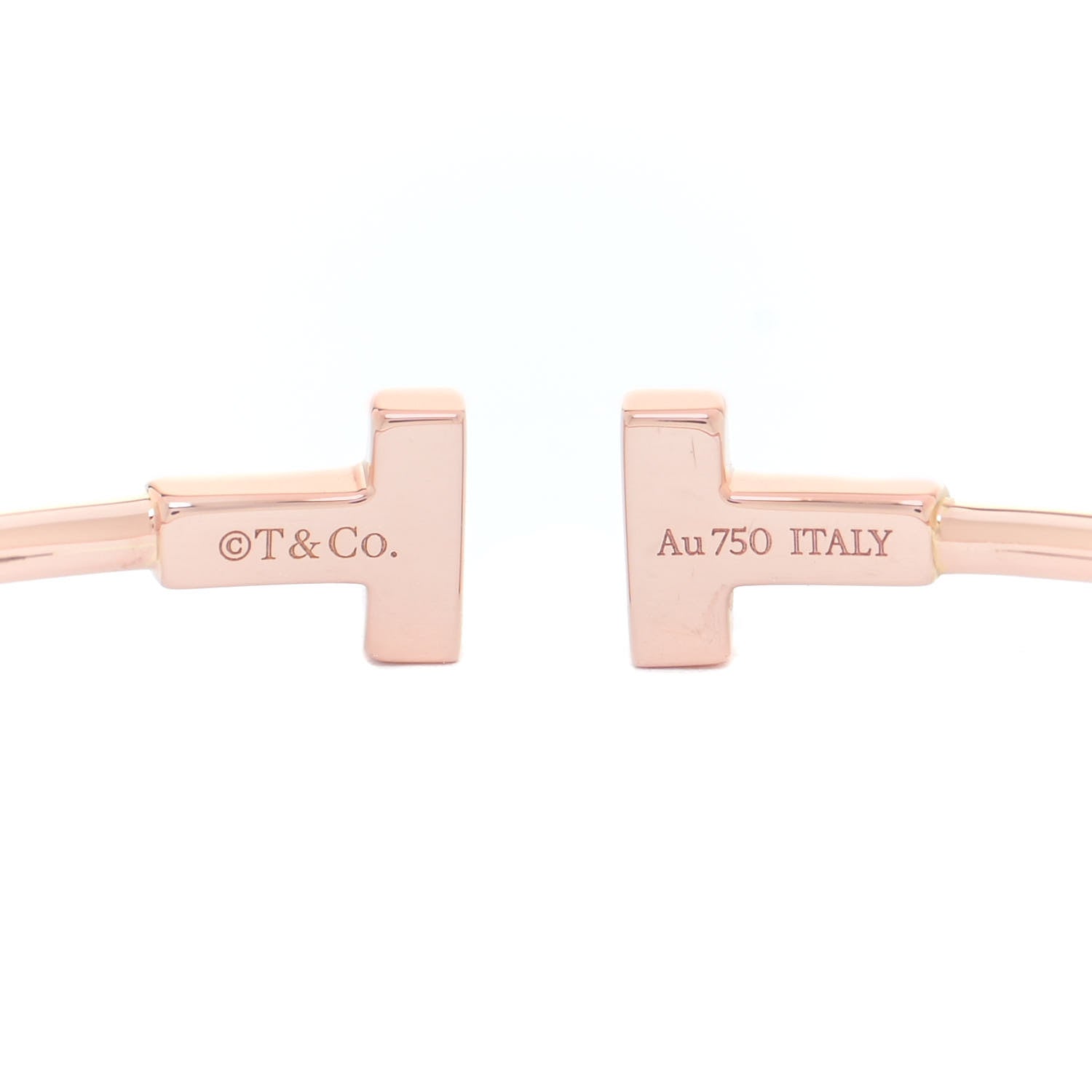 Tiffany 18K Rose Gold Narrow T Wire Bracelet 4 of 5