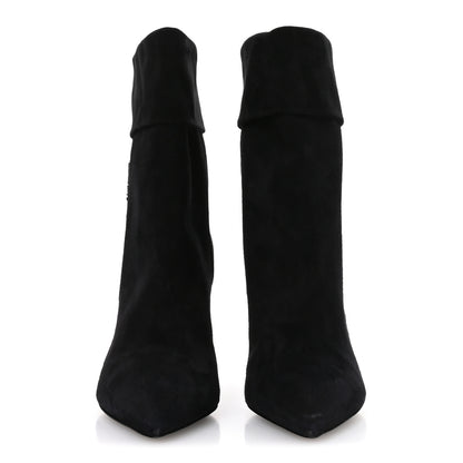 Saint Laurent Kid Scamosciato Niki 85 Wedge Booties 38.5 Black 3 of 8