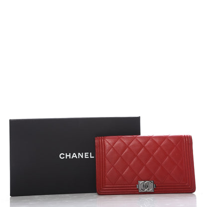Chanel Lambskin Quilted Boy Yen Wallet Red 10 of 10