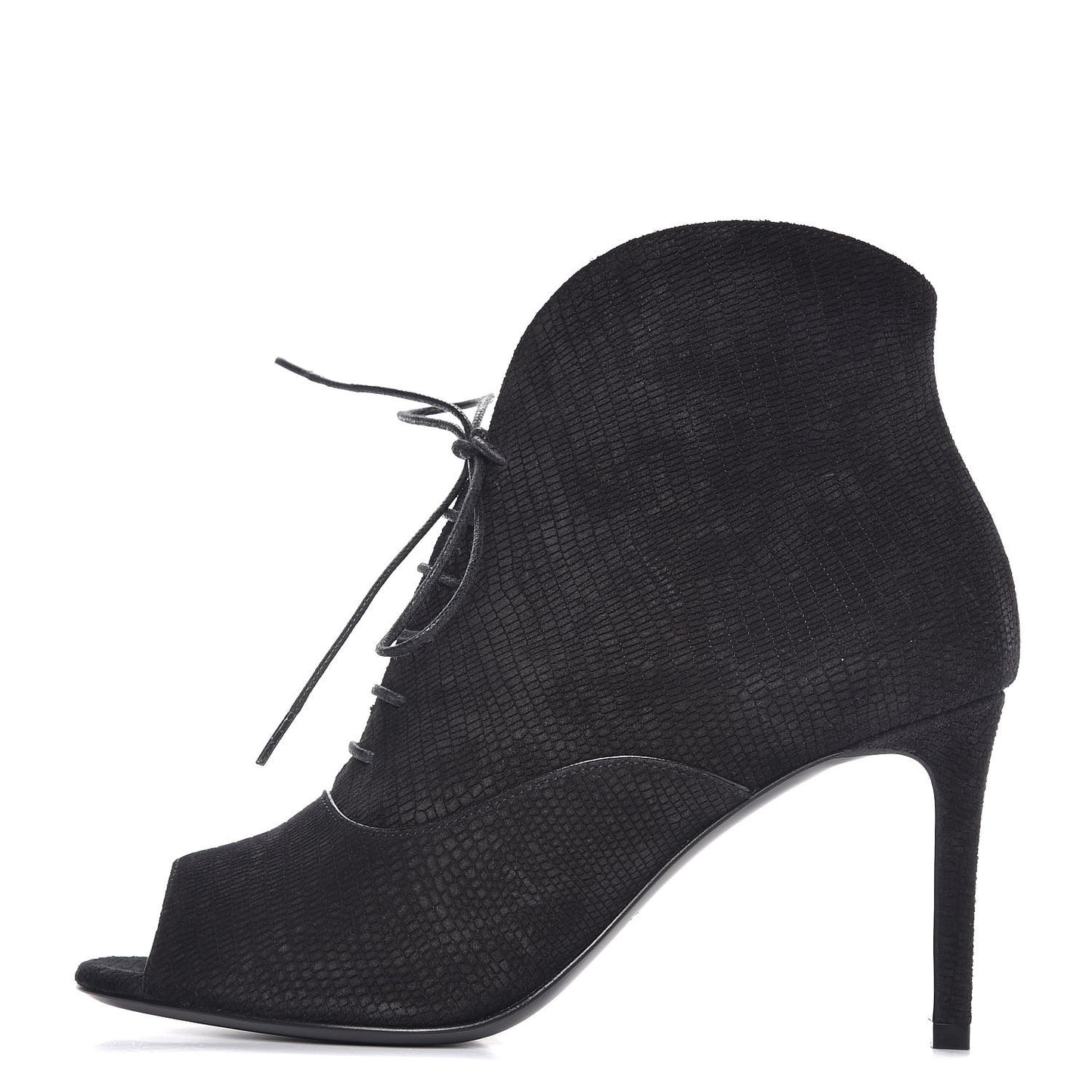 Suede Lizard Embossed Lace Up Jane 80 Booties 35 Black
