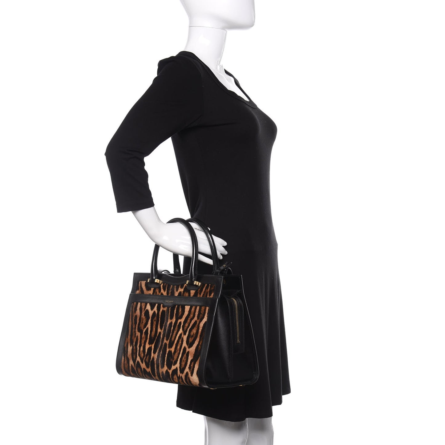 Calf Hair Calfskin Monogram Medium Uptown Tote Black