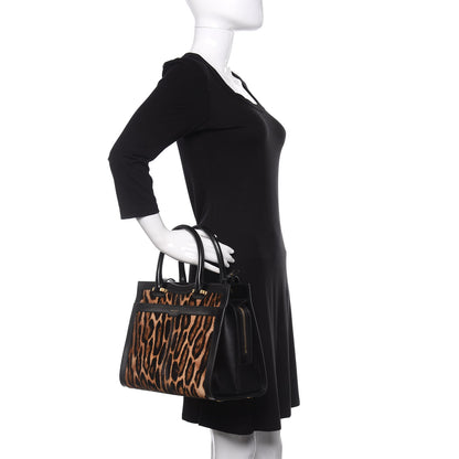 Saint Laurent Calf Hair Calfskin Monogram Medium Uptown Tote Black 3 of 10