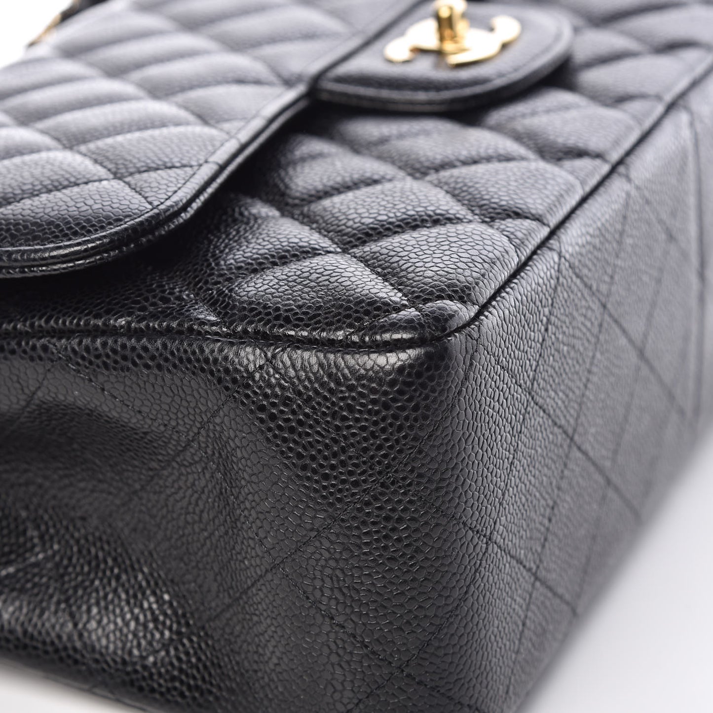 Caviar Quilted Jumbo Double Flap Black