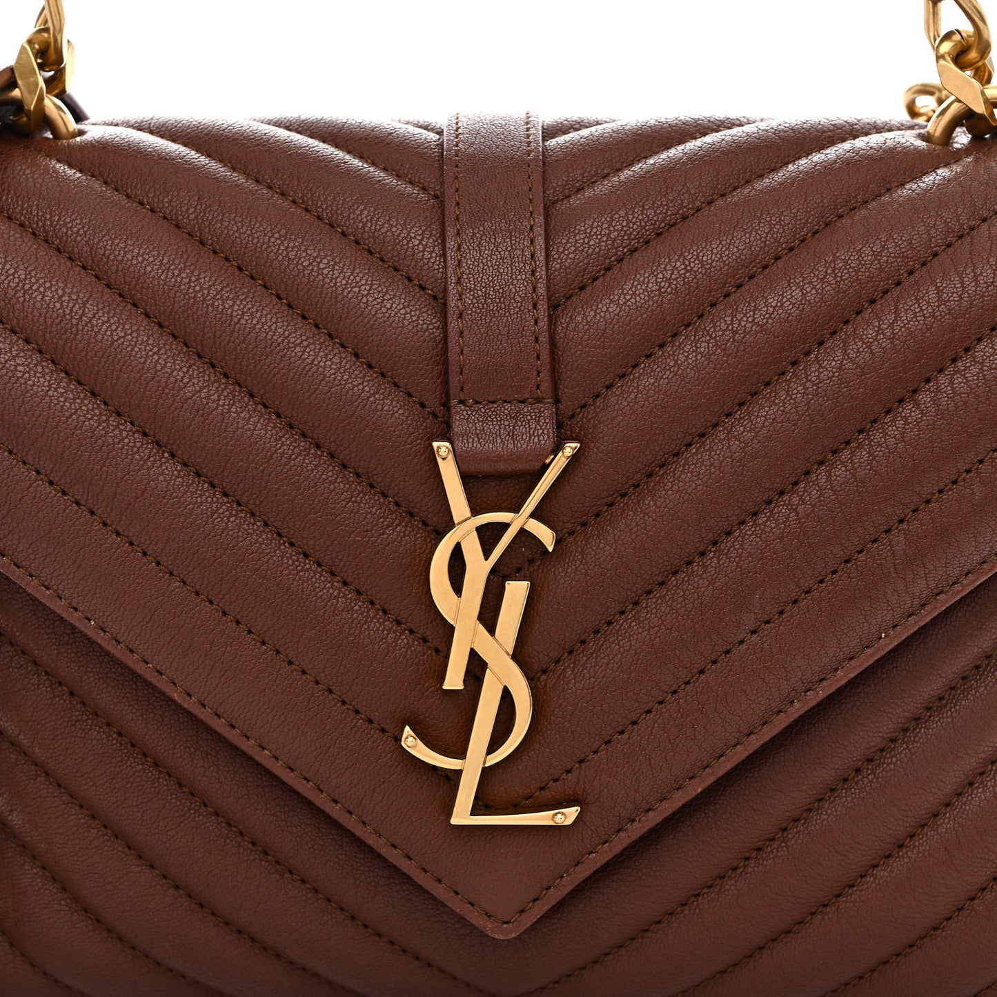 Sheepskin Matelasse Chevron Monogram Medium College Bag Brick