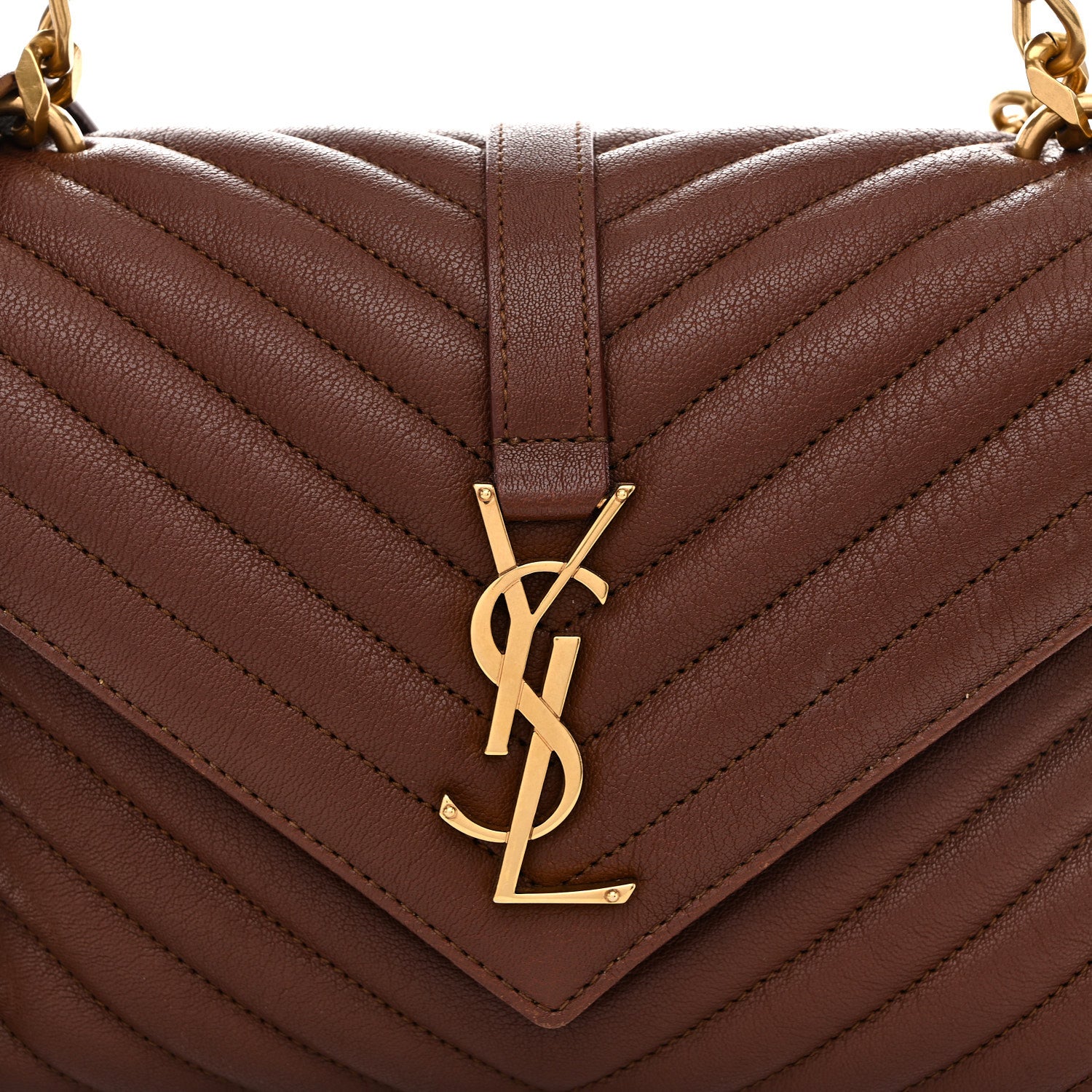 Saint Laurent Sheepskin Matelasse Chevron Monogram Medium College Bag Brick 9 of 12