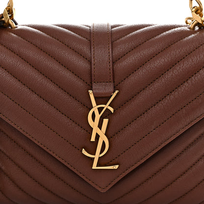 Saint Laurent Sheepskin Matelasse Chevron Monogram Medium College Bag Brick 9 of 12