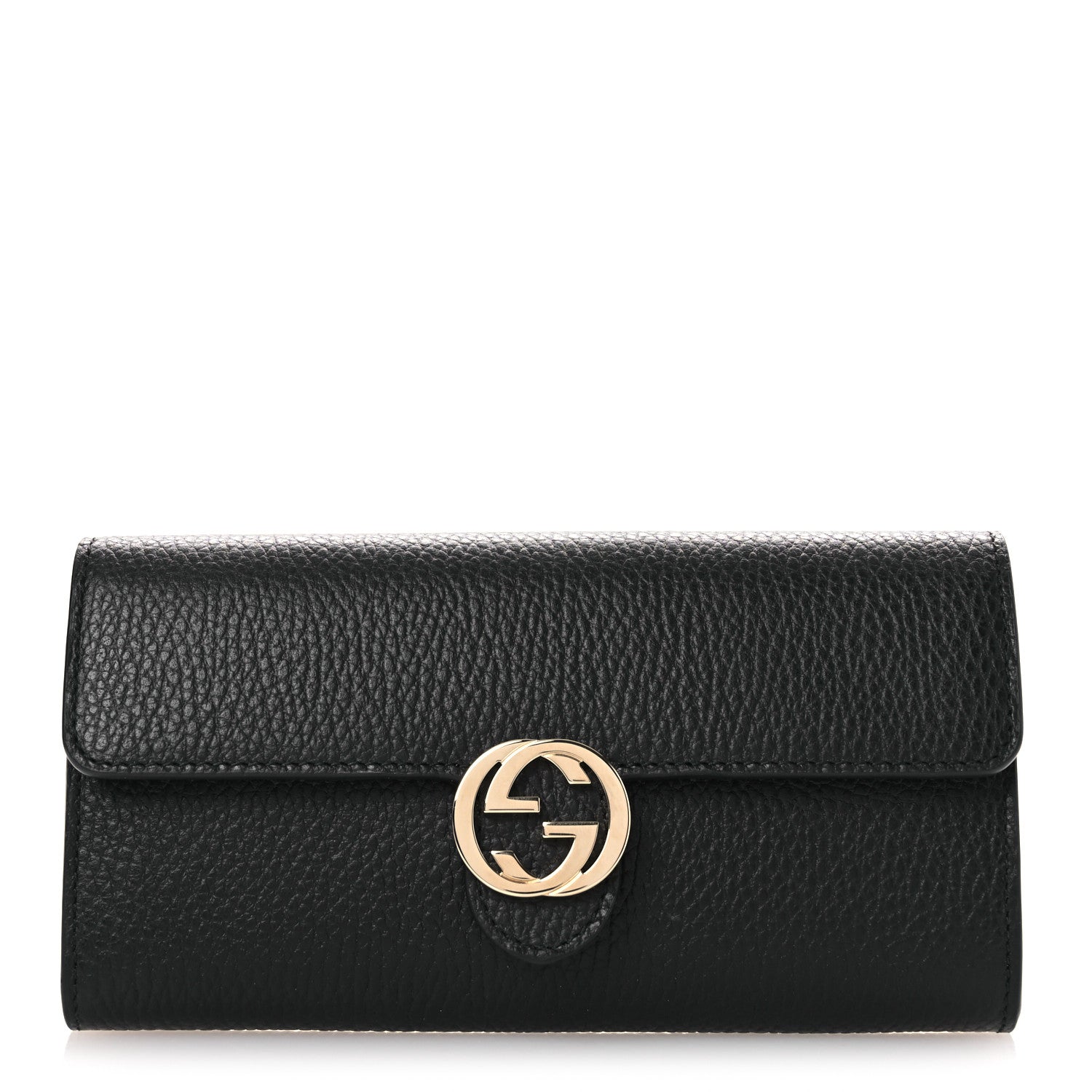 Gucci Dollar Calfskin Interlocking G Continental Wallet Black 1 of 8
