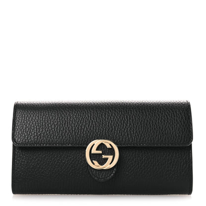 Gucci Dollar Calfskin Interlocking G Continental Wallet Black 1 of 8
