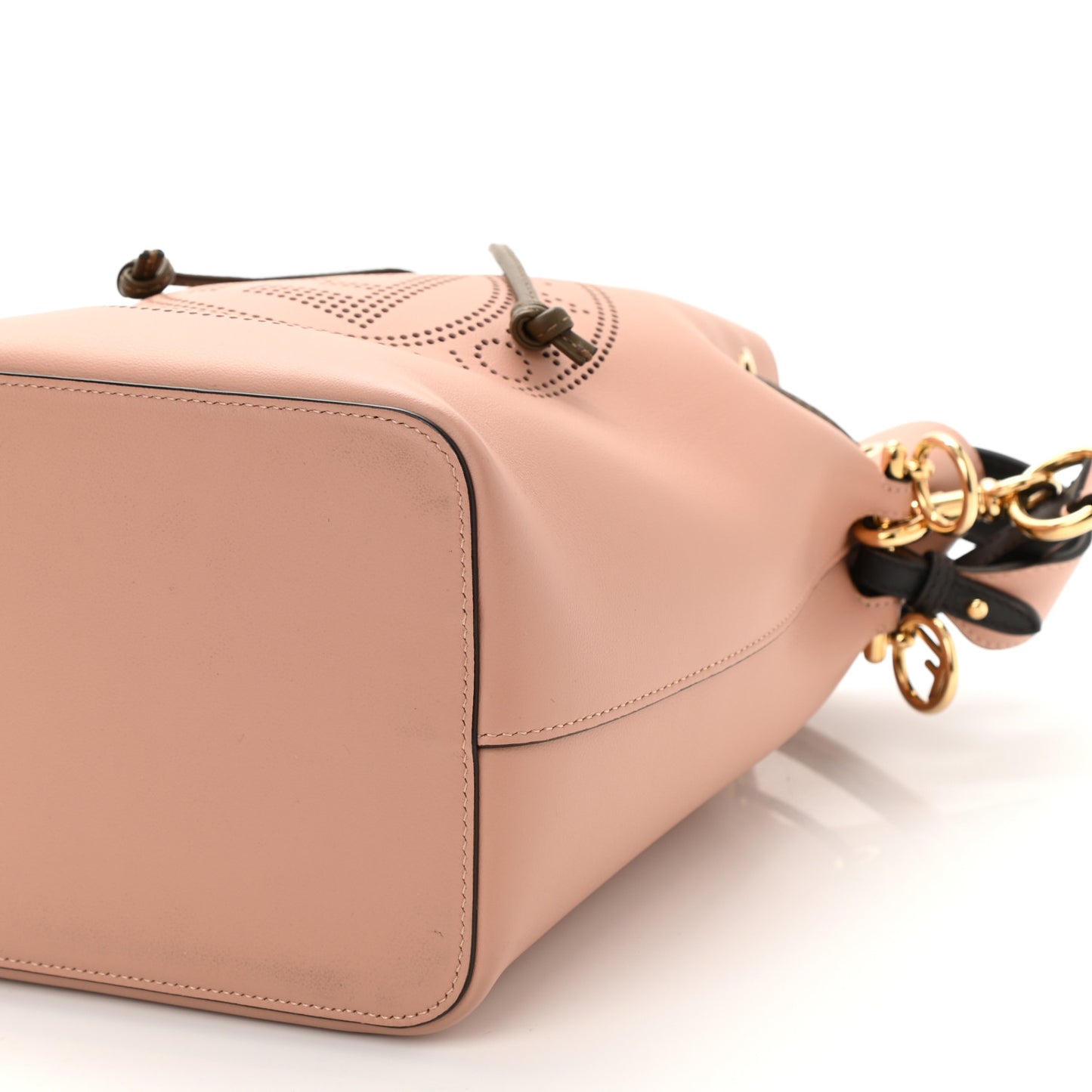 Vitello Grace F is Fendi Stamp Patch Perforated Small Mon Tresor Bucket Bag Rosa Bourbon