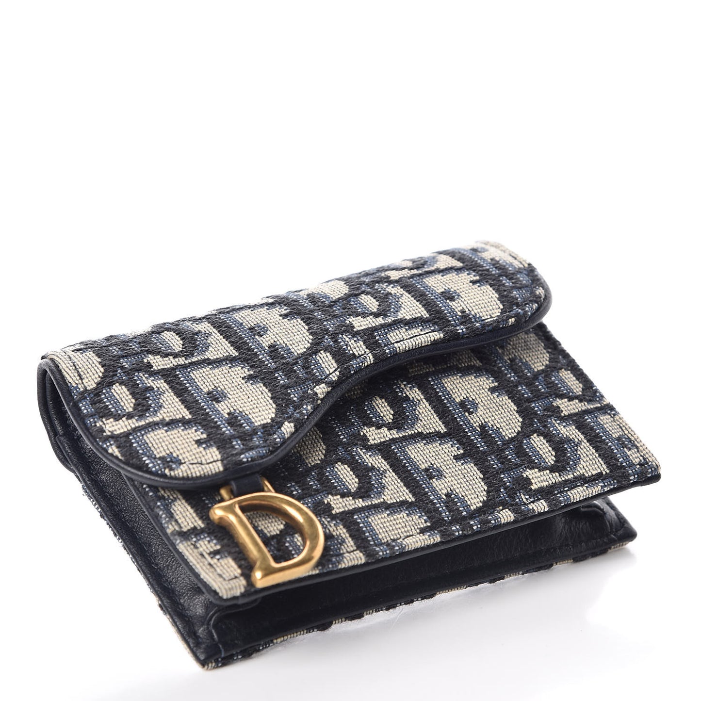 Oblique Saddle Card Holder Blue