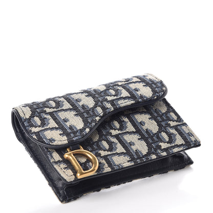 Christian Dior Oblique Saddle Card Holder Blue 4 of 10