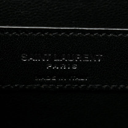 Saint Laurent Grain De Poudre Textured Mixed Matelasse Triquilt Medium Monogram Satchel Black 6 of 9