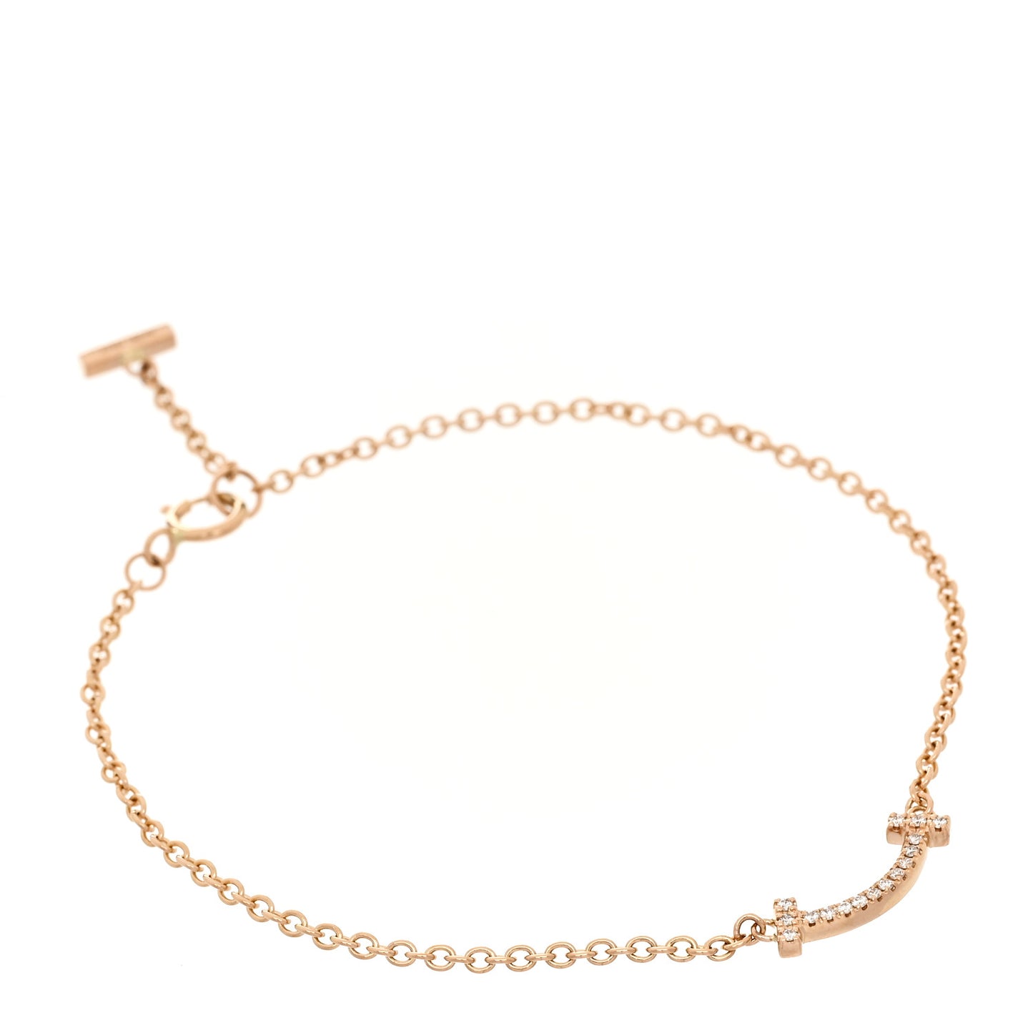 18K Rose Gold Diamond Mini T Smile Bracelet