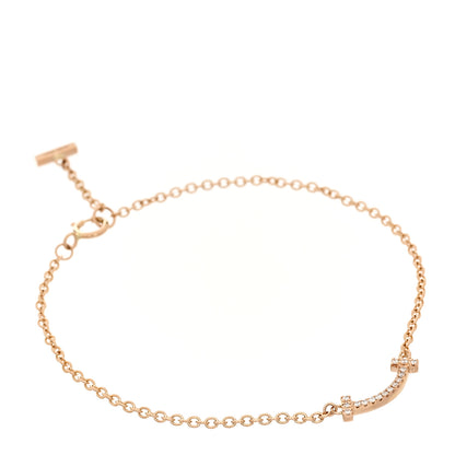 Tiffany 18K Rose Gold Diamond Mini T Smile Bracelet 1 of 5