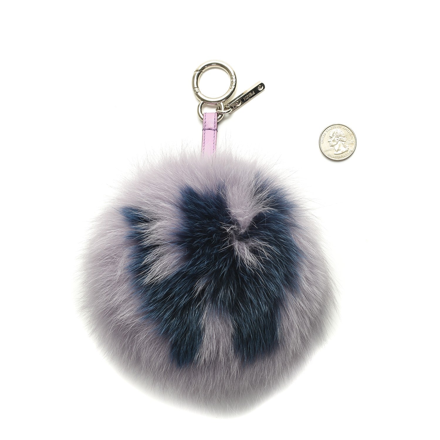 Fendi Fox Fur Shiny Nappa Bi-Color R ABCharm Bag Charm Lilla Blue Violetta 2 of 5
